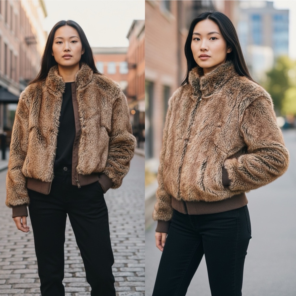 Beverly Hills Polo Club Mohair Fur Bomber Jacket Y2K Size Small 4.99SHP